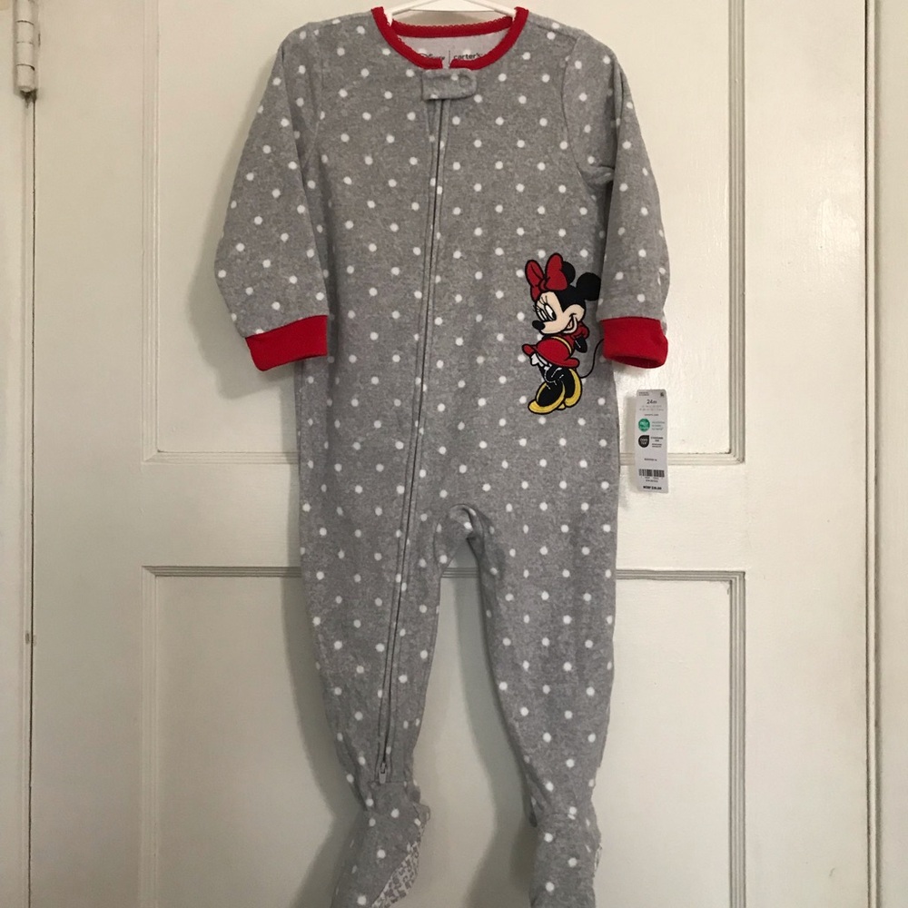 ✔️NWT 10 Available Disney Minnie Mouse Gray Polka Dot Kids One Piece 🐣